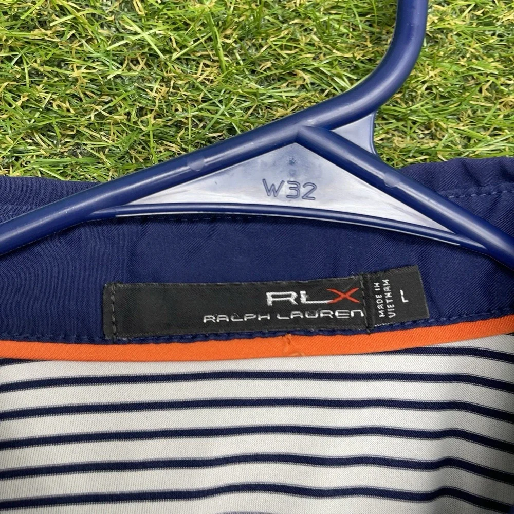 RLX Ralph Lauren Golf Polo Shirt Mens Large Striped Athletic Sportswear Sport
